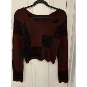 Romeo+Juliet Couture Crop sweater maroon black Gray Colorblock Women’s Medium